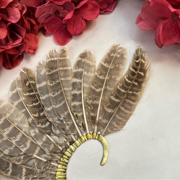 Bohemian Tribal Feather Gold Ear Cuff Earring - Picture 13 of 15